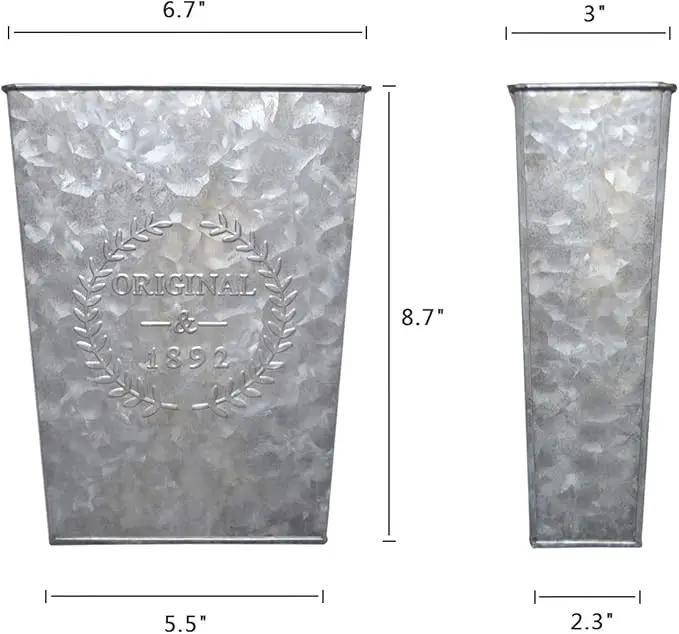 LESEN Galvanized Metal Wall Planter,Farmhouse Wall Decor Hanging Wall Vase Pocket Planters Flowers Holder Country Rustic Home Wall Decor,Set of 2 by GreenHaven Gardens