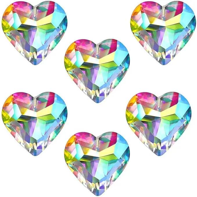 HDCRYSTALGIFTS 6pcs 50mm Crystal Heart Prism Suncatcher Window Sun Catchers Crystals Hanging Decorations Rainbow Maker Pendant Christmas Ornaments by GreenHaven Gardens