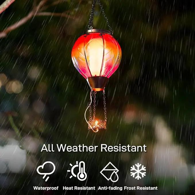 Starsoul 2 PC Rainbow Hot Air Balloon Solar Lantern with Flame Glass Outdoor Hanging Hot Air Balloon Solar Light Waterproof Garden Patio Yard Party Decorations by GreenHaven Gardens