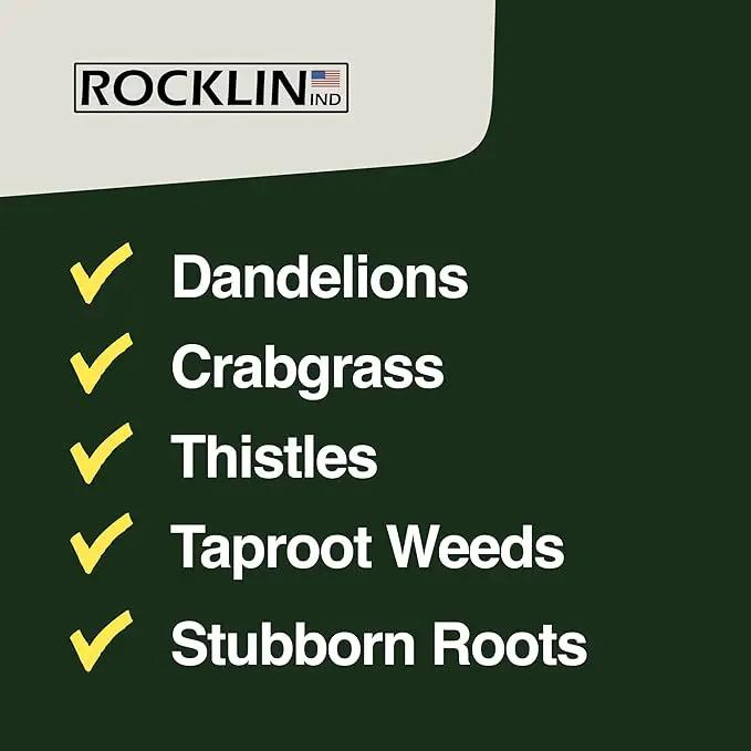 Rocklin™ Stand Up Weed Puller Tool - 4 Claw Steel Head - 48 inch Handle - 100% Metal - Easily Remove Weeds Without Bending or Kneeling (WeedPuller2.0) by GreenHaven Gardens