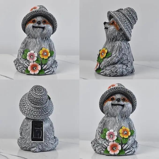 Solar Garden Outdoor Statues Adorable Sloth Figurine Lights with 4 LEDs, Ideal Garden Decor for Lawn, Patio, Balcony and Yard. Exquisite Lawn Ornament and Unique Gifts for Mom and Grandma by GreenHaven Gardens