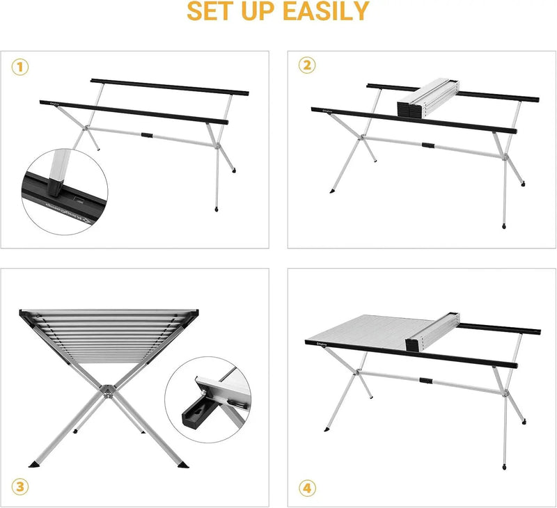 KingCamp Camping Table Roll up Aluminum Folding Table Lightweight Large Portable Foldable Camp Table for Picnic Camping Barbecue Backyard Beach Tailgate Indoor Outdoor, 4-6 Person, Support 176lbs by GreenHaven Gardens