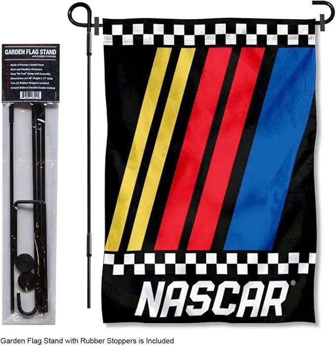 WinCraft NASCAR Garden Flag and Flagpole Mount by GreenHaven Gardens