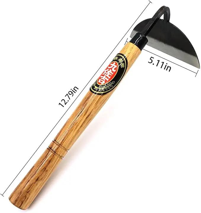 Kana Hoe 217 Japanese Garden Tool - Hand Hoe/Sickle is Perfect for Weeding and Cultivating. The Blade Edge is Very Sharp. (Beige-007) by GreenHaven Gardens