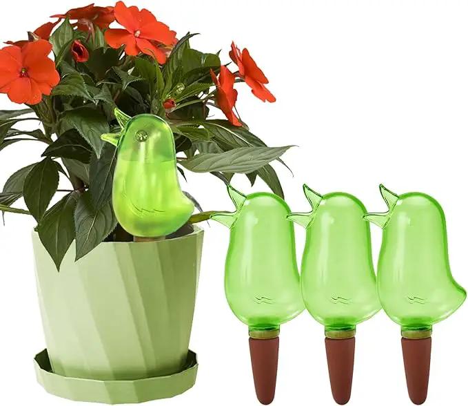 4 Pack Self Watering Spikes, Indoor Plant Watering Globes, Bird Shape Automatic Irrigation Spikes,Plant Watering Devices (Green) by GreenHaven Gardens