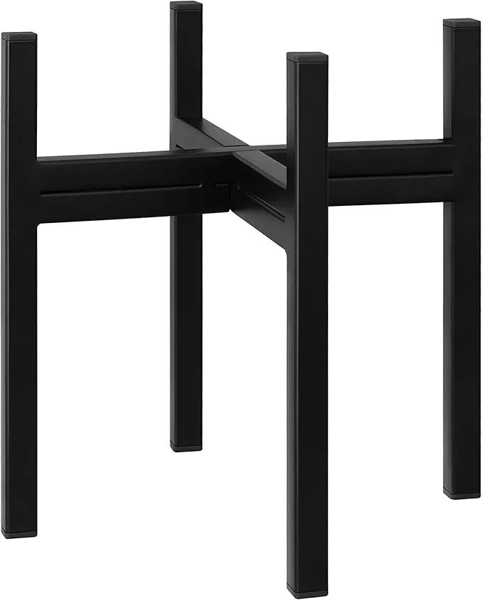 FaithLand Mid Century Plant Stand Indoor Outdoor (EXCLUDING Plant Pot), Metal Planter Stand, Potted Plant Holder, Black, Hold Up to 6.5 Inch Planter by GreenHaven Gardens