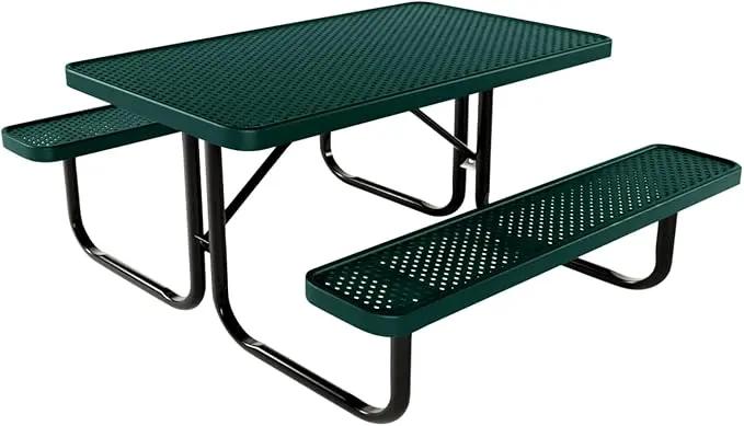 Coated Outdoor Furniture Heavy-Duty Portable Outdoor Kids Table, Punched Steel Kids Picnic Table, Commercial-Grade Picnic Table, Made in America (4ft Rectangular, Childrens, Dark Green) by GreenHaven Gardens