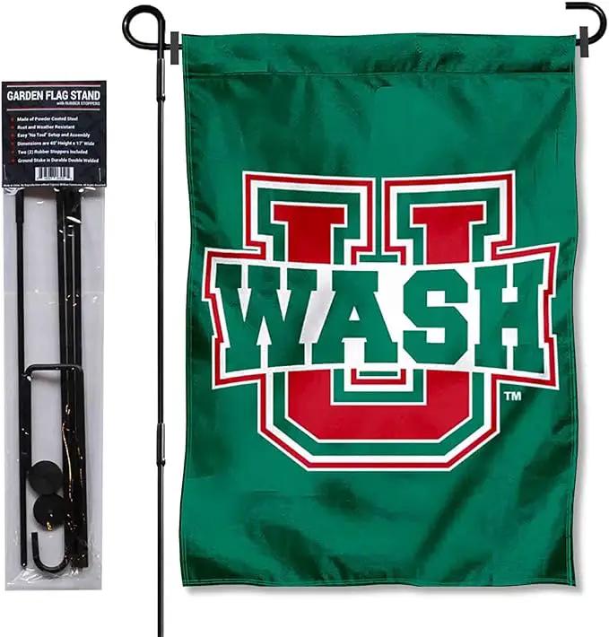College Flags & Banners Co. Washington St. Louis Bears Dual Logo Garden Flag with Pole Stand Holder by GreenHaven Gardens