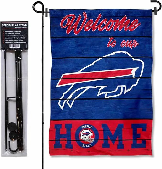 WinCraft Buffalo Bills Welcome to Our Home Garden Flag and Flagpole Mount by GreenHaven Gardens