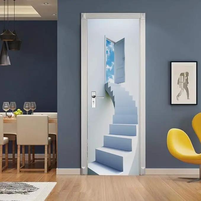 3D Door Stickers Murals Peel and Stick - Stairs Wallpaper Self-Adhesive Decals Removable PVC Waterproof Poster for Bedroom Living Room Decoration 34.6" x 78.7" by GreenHaven Gardens