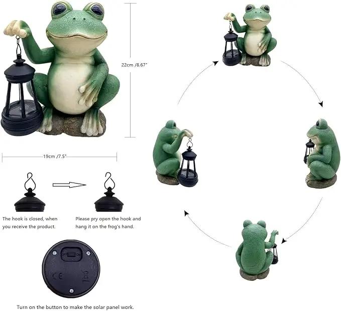Large Frog Garden Decor for Outside Solar Powered Sculptures for Garden Patio Cute Animal Garden Statues Home Easter Ornaments, Gifts for Mom Grandma by GreenHaven Gardens