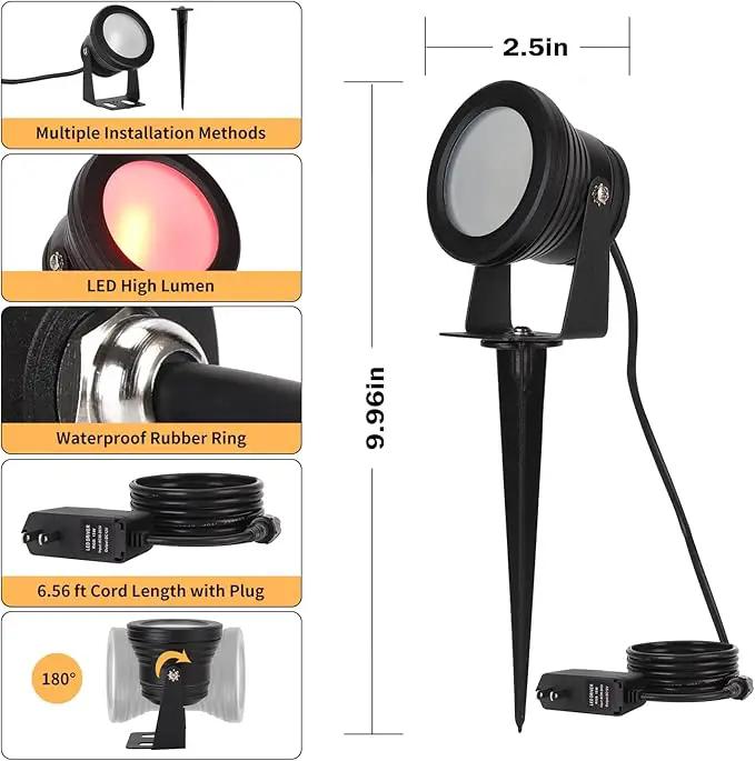 Spot Lights Outdoor, RGB Landscape Lighting 4XPack 15W IP67 Waterproof Spotlight Outdoor with Smart APP Control for Pathway Lights,LED Indoor Light(DC/AC 12V) by GreenHaven Gardens