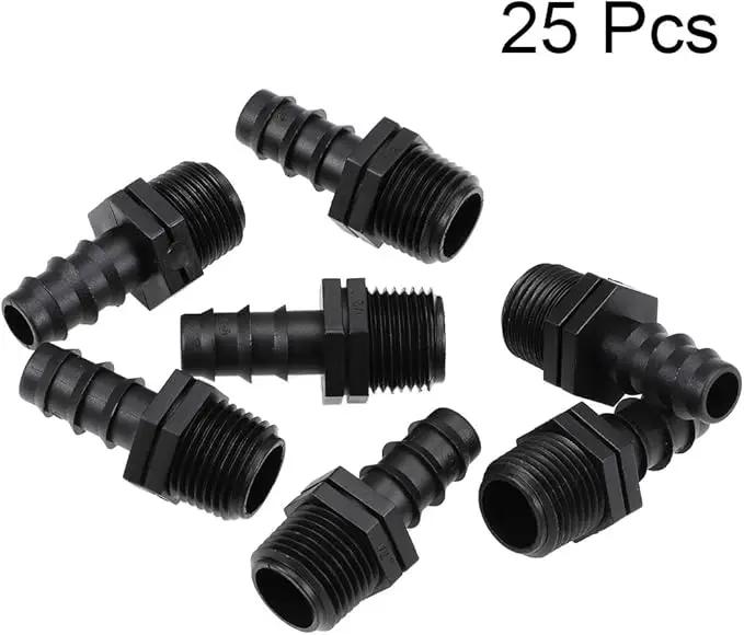 uxcell Barb Drip Pipe Connector 1/2 BSPT Male Thread 16PE Hose Fitting for Garden Agricultural Irrigation System, Plastic 25pcs by GreenHaven Gardens