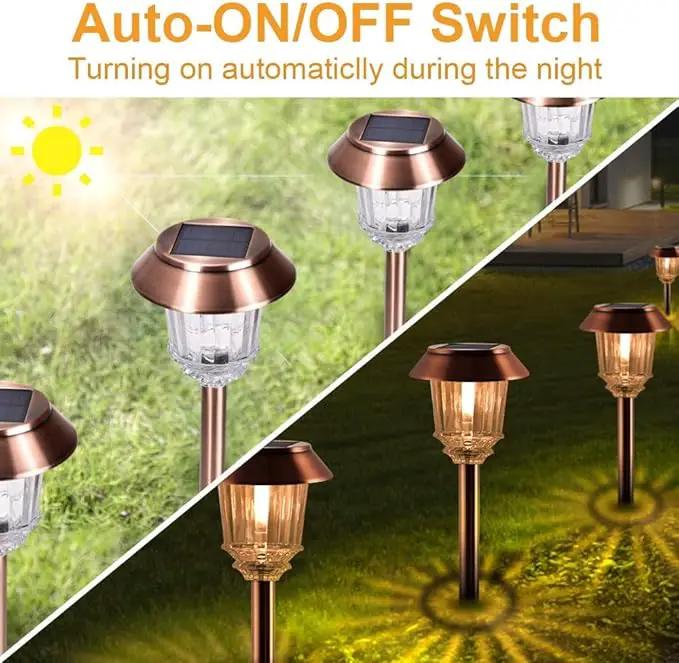 XMCOSY+ Solar Pathway Lights Outdoor - 6 Pack Solar Garden Lights, 10-40 LM Dimmable Solar Lights Outdoor Waterproof Auto On/Off IP 65 Solar Powered Landscape Lighting for Patio Walkway Driveway by GreenHaven Gardens