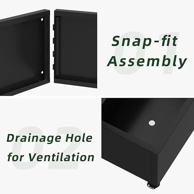Casaphoria Metal Raised Garden Bed with Trellis and Wheels, 72"x47"x16" Planter Box for Climbing Plants, Vegetables & Vines, Features Drainage Holes and Privacy Screen, Black(Spring&Helen) by GreenHaven Gardens