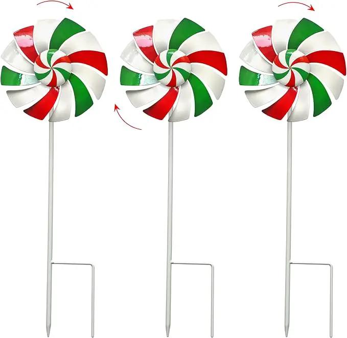 Windmill Decoration，Outdoor Metal Stakes, Wind Catcher Spinner Garden Stakes, Outdoor Wind Spinners, Yard Patio Decoration, Set of 3 by GreenHaven Gardens