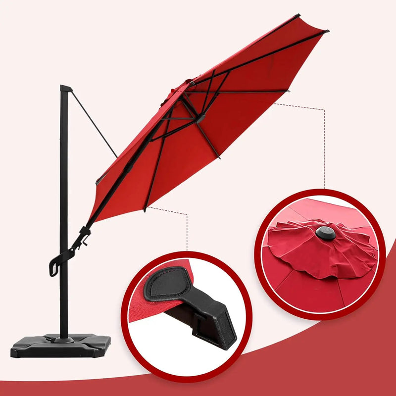 Abba Patio 10FT Vienna Offset Patio Umbrella Outdoor Cantilever Umbrella with 360° Rotation Design and Easy Tilt Adjustment UV 50+ Protection 8 Ribs for Backyard Garden Deck Pool Patio, Red by GreenHaven Gardens