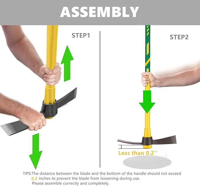 Cutter Mattock, 36" Heavy Duty Pick Axe with Forged Heat Treated Steel Blades Hoe for Weeding, Prying and Chopping, Digging Tool with Fiberglass Handle (36.3inch, Yellow) by GreenHaven Gardens