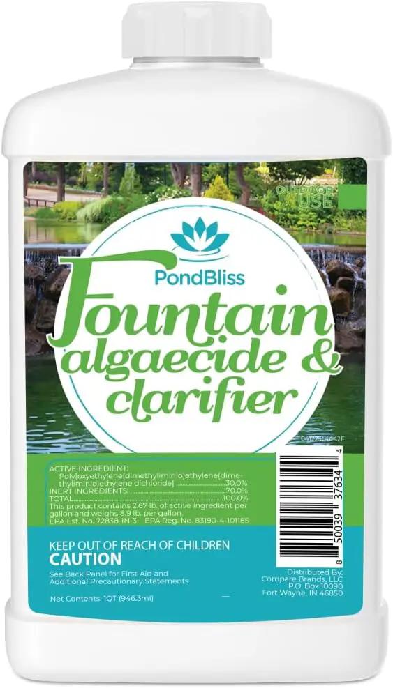 Algaecide for Fountains – Clarify and Controls Algae for Large and Small Fountain - 32 oz (Quart) by GreenHaven Gardens