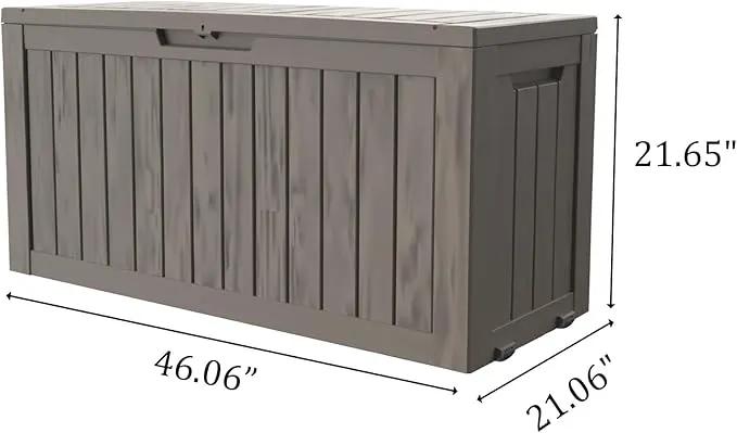 90 Gallon Outdoor Cushion Storage - Waterproof Deck Boxes for Outdoor, Space-Saving Deck Box with Lock for Patio/Pool Accessories, UV-Resistant Resin, Granite Grey by GreenHaven Gardens