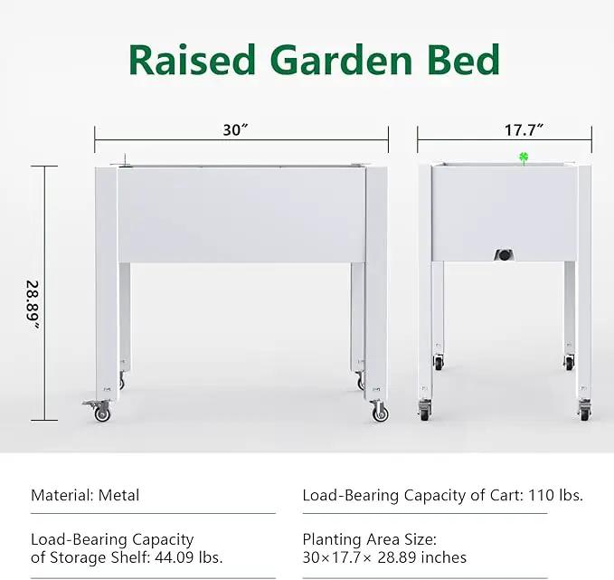 Horticulture Raised Garden Bed with Legs, Divisible Raised Resin Planter Box for Backyard, Patio, Balcony, with 4 Legs, 4 Swivel Lockable Wheels(Ashen,30.04 * 17.72 * 28.9) by GreenHaven Gardens