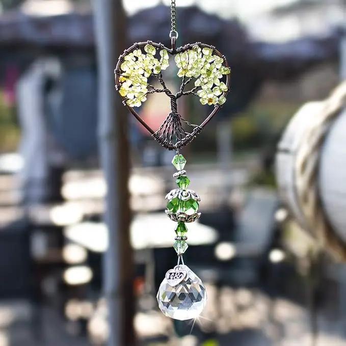 H&D HYALINE & DORA Tree of Life Car Rearview Mirror Hanging Ornament Pendant Accessories Fengshui Suncatcher (Green) by GreenHaven Gardens