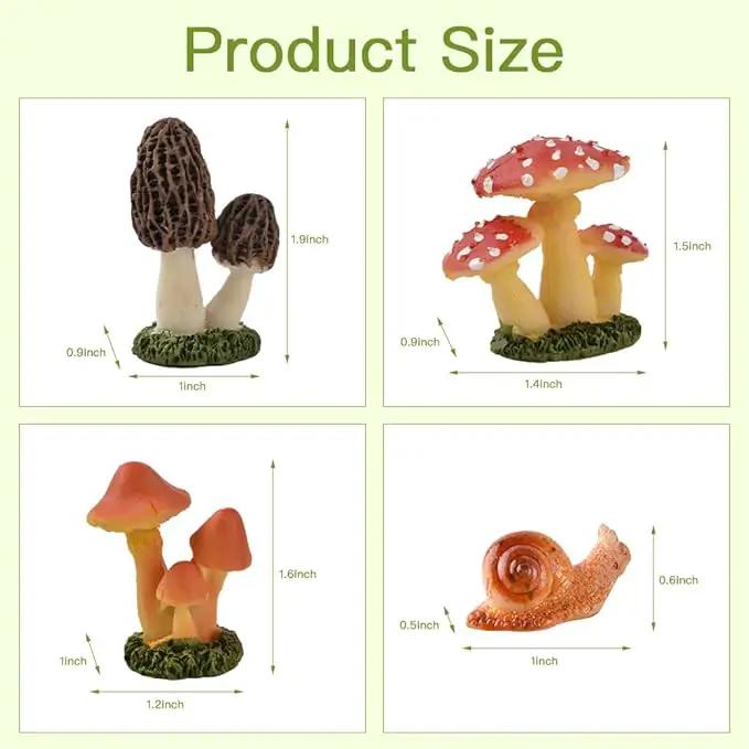 Resin Miniature Mushroom, Miniature Mushroom and Snail Figurine Fairy Mushroom Figurines Fairy Garden Accessories Mushroom Decor Micro Moss Landscape Statues Craft by GreenHaven Gardens