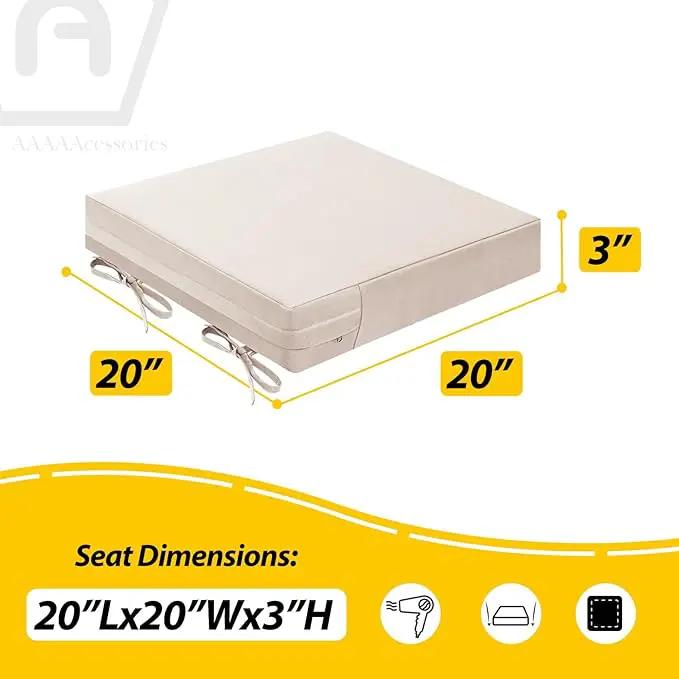 AAAAAcessories Outdoor Seat Cushions for Chairs, Waterproof, Fade-Resistant Patio Furniture Replacement Cushions, 20" x 20" x 3", Set of 2, Khaki Beige by GreenHaven Gardens