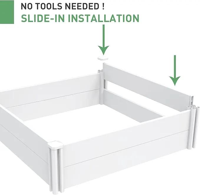 4' x 2' Vinyl Raised Garden Bed Screwless Planter Box for Gardening, Whelping Pen and More by GreenHaven Gardens