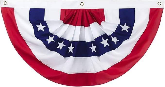 3 x 6 Ft American Pleated Fan Flag, USA Patriotic Half Fan Bunting Flag, 4th of July Decorations Flags by GreenHaven Gardens