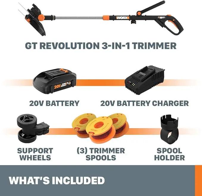 Worx GT Revolution 20V 12" String Trimmer Grass Trimmer/Edger/Mini-Mower, WG170.2 by GreenHaven Gardens