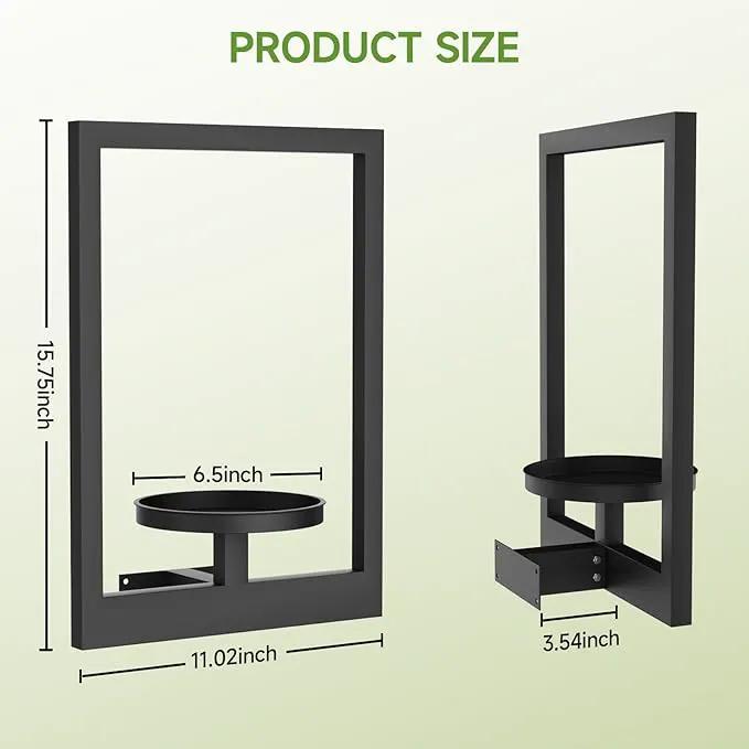 Picture Frame Wall Plant Holder, Metal Window Plant Shelves Plant Holder for Indoor Plants, Hanging Wall Planters Wall-Mounted Plant for Home, Office, and Garden (Black, 2PCS) by GreenHaven Gardens