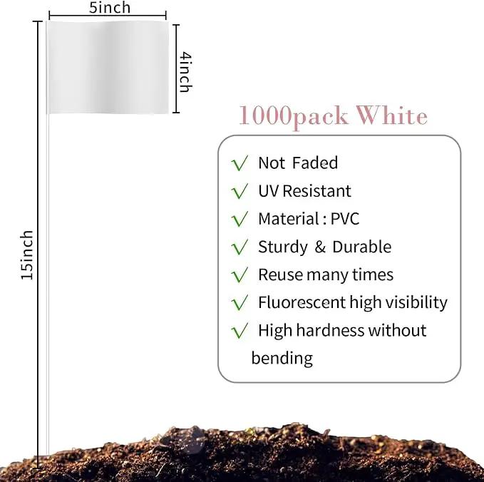 Zozen Marking Flags, White Color | 1000 Pcs/15x4x5 Inch, Yard Flags for Lawn & Irrigation & Landscape & Sprinkler & Survey & Dog Training. by GreenHaven Gardens