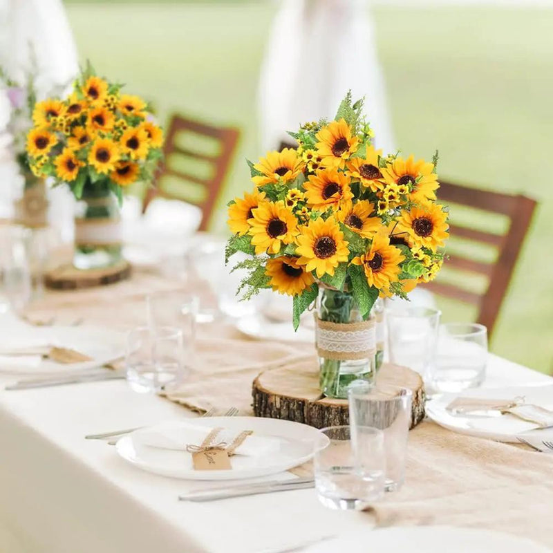 AmyHomie Artificial Sunflower Bouquets,2 Bunches Fake Flowers for Outdoors Baby Shower Home Wedding Fall Decor, Bride Holding Flowers,DIY Garden Craft Art Decor by GreenHaven Gardens