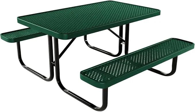 Coated Outdoor Furniture Heavy-Duty Portable Outdoor Kids Table, Punched Steel Kids Picnic Table, Commercial-Grade Picnic Table, Made in America (4ft Rectangular, Childrens, Textured Green) by GreenHaven Gardens