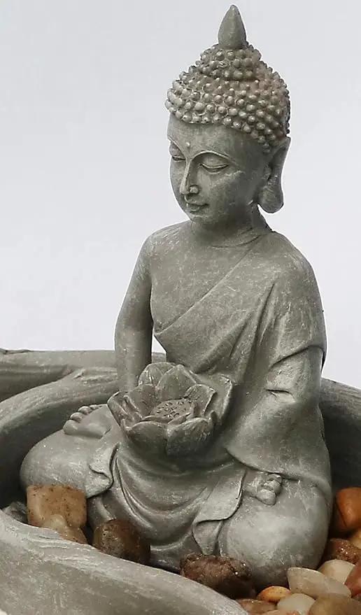 Nature's Mark Mini Zen Garden Kit for Desk with Lotus, Buddha Figures, Rake and Natural Sand River Rocks Table/Desk Décor Gift Set for Home and Office 6 x 6 Inches Round Base by GreenHaven Gardens