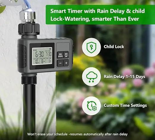 60FT Drip Irrigation System with Water Timer – Automatic Garden Watering Kit with 360° Bendable Hose & Adjustable Nozzles, Smart Irrigation System for Greenhouse, Lawn, Yard & Plants by GreenHaven Gardens