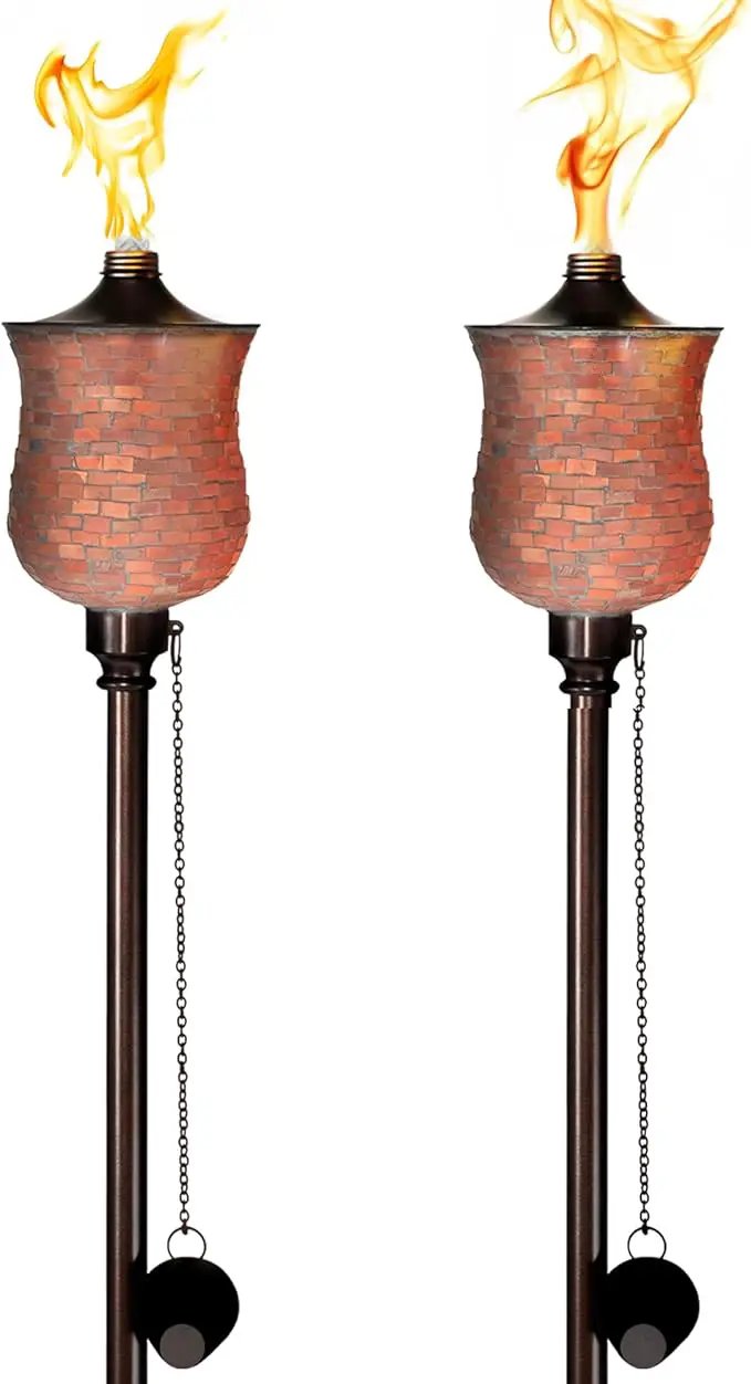 Deco Window 2 Pcs Garden Torch for Outdoor 4-in-1 Convertible Table Torch Citronella Oil Lamp for Backyard Patio Deck Table Top & Ground Installation (Mosaic) by GreenHaven Gardens