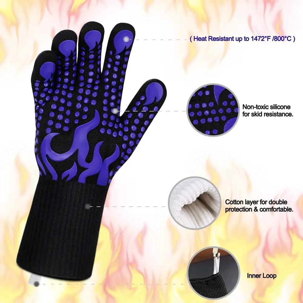 Comsmart BBQ Gloves, 1472 Degree F Heat Resistant Grilling Gloves Silicone Non-Slip Oven Gloves Long Kitchen Gloves for Barbecue, Cooking, Baking, Cutting by GreenHaven Gardens