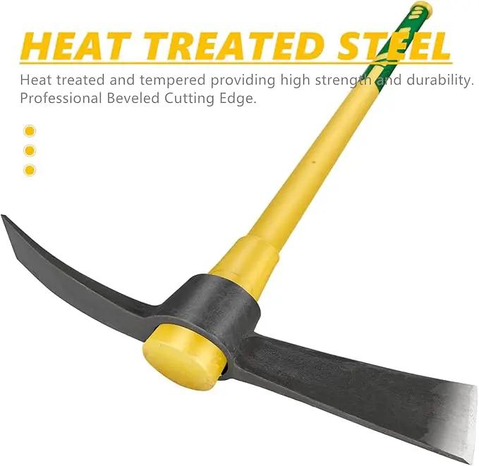 Cutter Mattock, 36" Heavy Duty Pick Axe with Forged Heat Treated Steel Blades Hoe for Weeding, Prying and Chopping, Digging Tool with Fiberglass Handle (36.3inch, Yellow) by GreenHaven Gardens