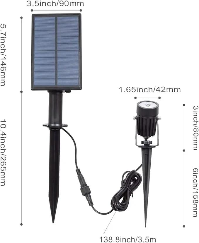 T-SUNUS Solar Spot Lights Blue - Outdoor Wall Lights with 9.8ft Cable, IP65 Waterproof, Separated Solar Panel for Yard, Driveway, Pathway, Pool, Tree, Patio Landscaping by GreenHaven Gardens