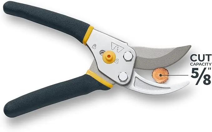 Woodland Tools Co. Bypass Pruning Shears for Gardening – 5/8" Cut Capacity, High Carbon Steel Blade with Non-Stick Coating, Soft Grip, Steel Handle, Hand Pruner for Plants, Flowers, and Shrubs by GreenHaven Gardens