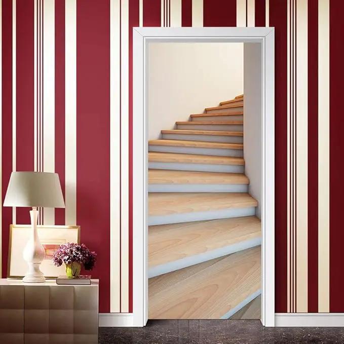 3D Door Stickers Murals Peel and Stick - Stairs - Door Wallpaper Self-Adhesive Door Decals Removable PVC Waterproof Door Poster for Bedroom Living Room Door 34.6" x 78.7" by GreenHaven Gardens