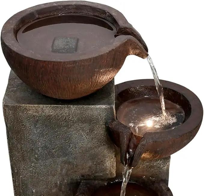 Naturefalls 39.7in.Modern Outdoor Fountain -5-Tier Resin Water Feature, Indoor Outdoor Garden Waterfall Fountain with Contemporary Design&LED Lights for Patio, Yard, Deck, House, Office, Home Decor by GreenHaven Gardens