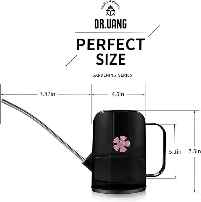 Watering Can Indoor for House Plants Small Watering cans with Long Spout Flower Model Sprinkler Head 1.2L (Black Coffee, 1.2L) by GreenHaven Gardens