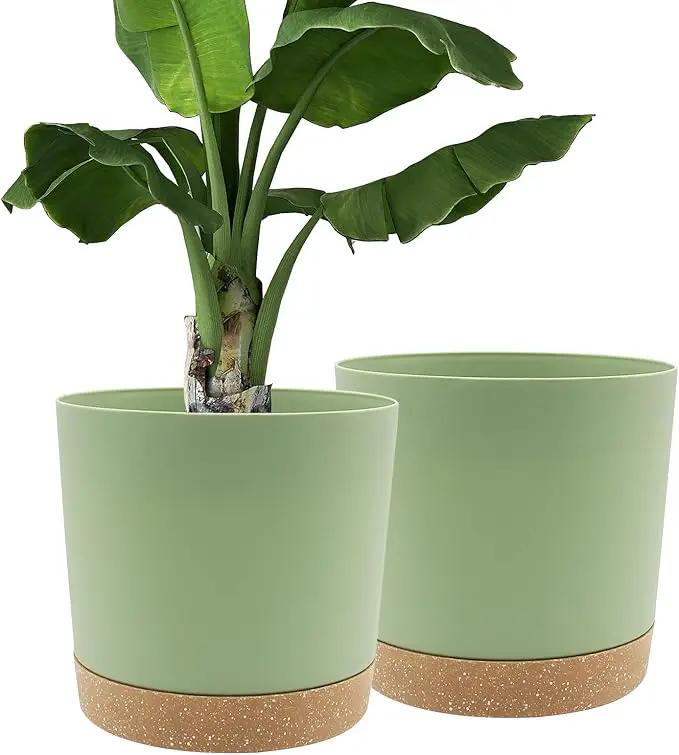 QCQHDU 12 inch Plant Pot, 2 Pack Planters for Indoor Plants with Drainage Holes & Saucer, Outdoor Flower Pots Home Garden Modern Decor by GreenHaven Gardens