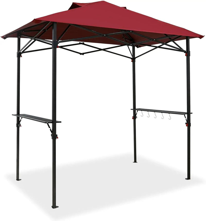 COOS BAY 8x5 Pop up Grill Gazebo Portable BBQ Gazebo Canopy Tent with Carry Bag, Outdoor Barbeque Shelter, Red by GreenHaven Gardens