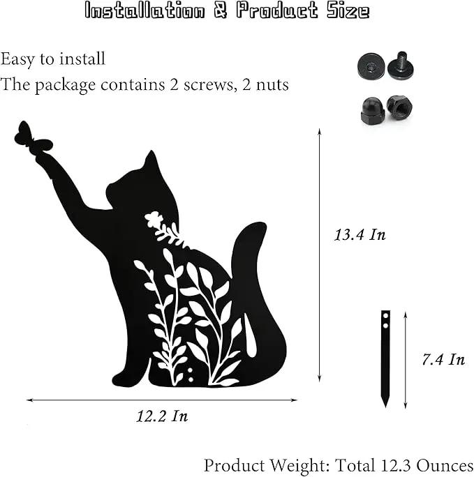Metal Black Cat Stake Garden Garden Statue, Yard Decoration Art Lawn, Cat Gifts for Cat Lovers, Outdoor Home Decoration Metal Animal Statue by GreenHaven Gardens