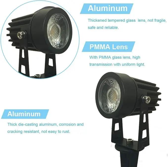 Pack of 2, Outdoor LED Landscape Lights Waterproof Spotlight with Spike Stand and Plug for Driveway, Outdoor Lawn Lighting, Flood Garden, Yard (5W Mini Warm White) by GreenHaven Gardens