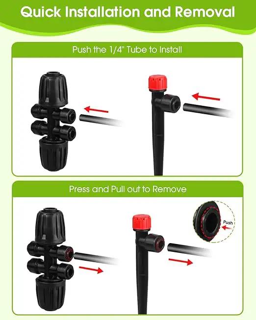 Drip Irrigation System Kit - Garden Watering System with 16FT 1/2'' & 79FT 1/4" Irrigation Tubing Parts - Automatic Irrigation Sprinkler Equipment for Raised Beds, Plants, Garden, Lawn, Greenhouse by GreenHaven Gardens